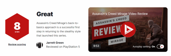 《刺客信条 幻景》IGN8分：短小精悍 细节满满
